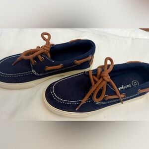 Navy Blue Kids Boat Shoes with Brown Laces Boys Size 13